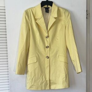 George Women's Butter Yellow Blazer Stretch long coat single vent pockets‎ 8
